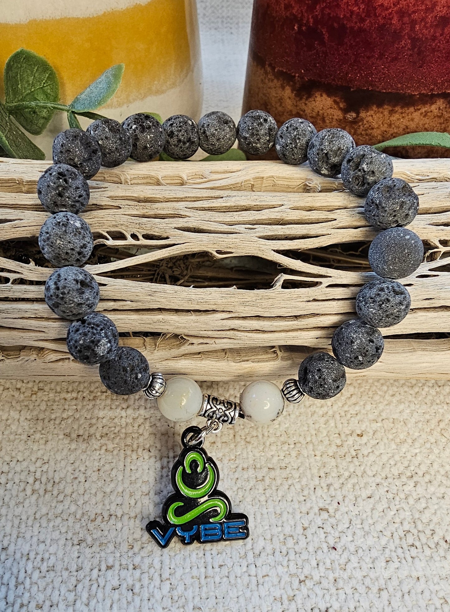 Lava Bead with Opal Meditation Bracelet