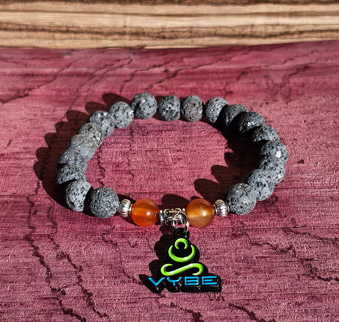 Lava Bead with Carnelian Meditation Bracelet