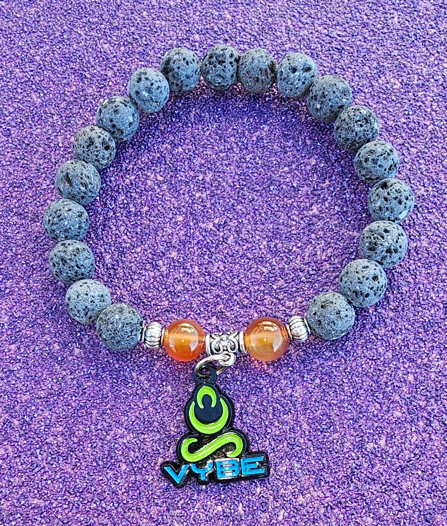 Lava Bead with Carnelian Meditation Bracelet