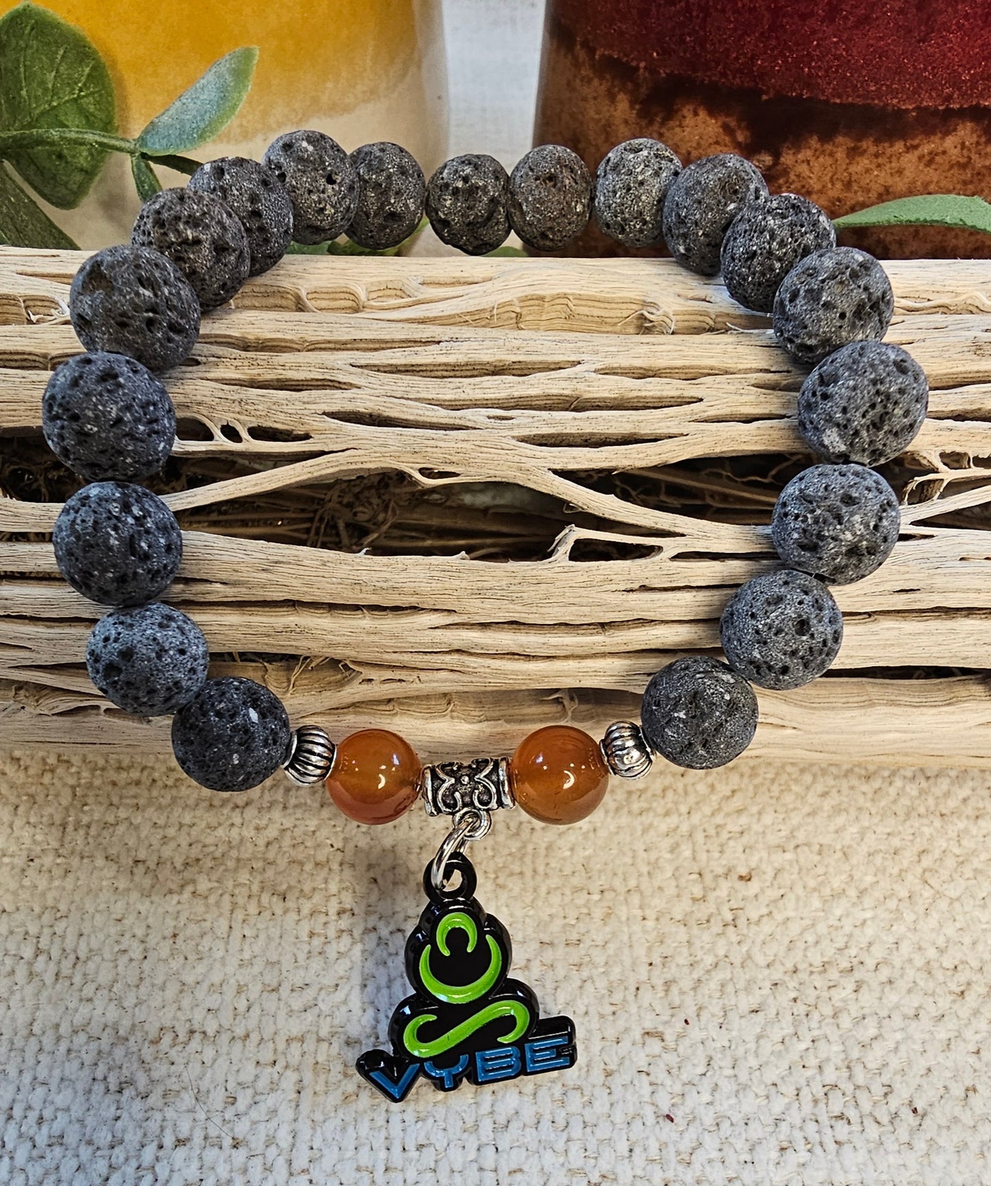 Lava Bead with Carnelian Meditation Bracelet