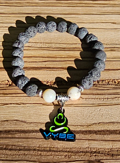 Lava Bead with Opal Meditation Bracelet