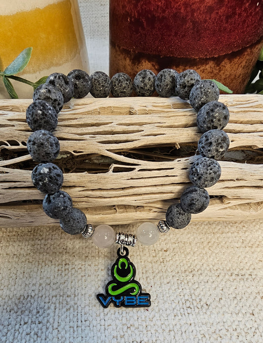 Lava Bead with Rose Quartz Meditation Bracelet